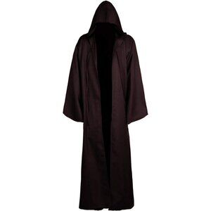 Men and Kids Brown Hooded Tunic Robe Halloween Cosplay Costume Cloak Cape Outfit